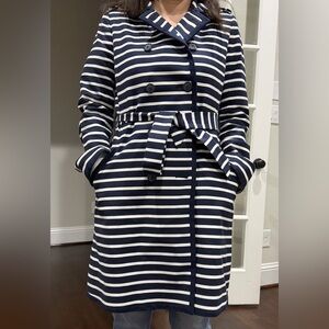 The Limited Brand - Navy and White Striped Double-Breasted Coat